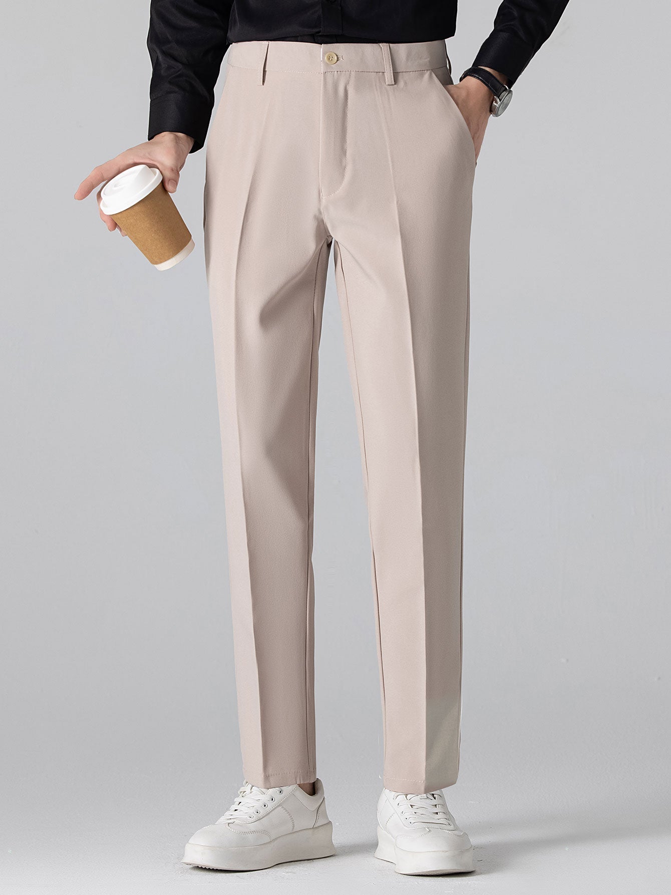 Geometric Jacquard Knitted Polo Shirt & Slim Fit Tapered Trousers