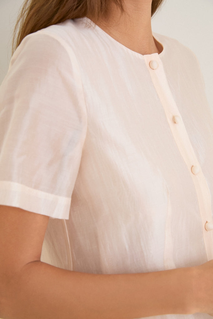 Peach Dust Organza Peplum Sylvette Blouse