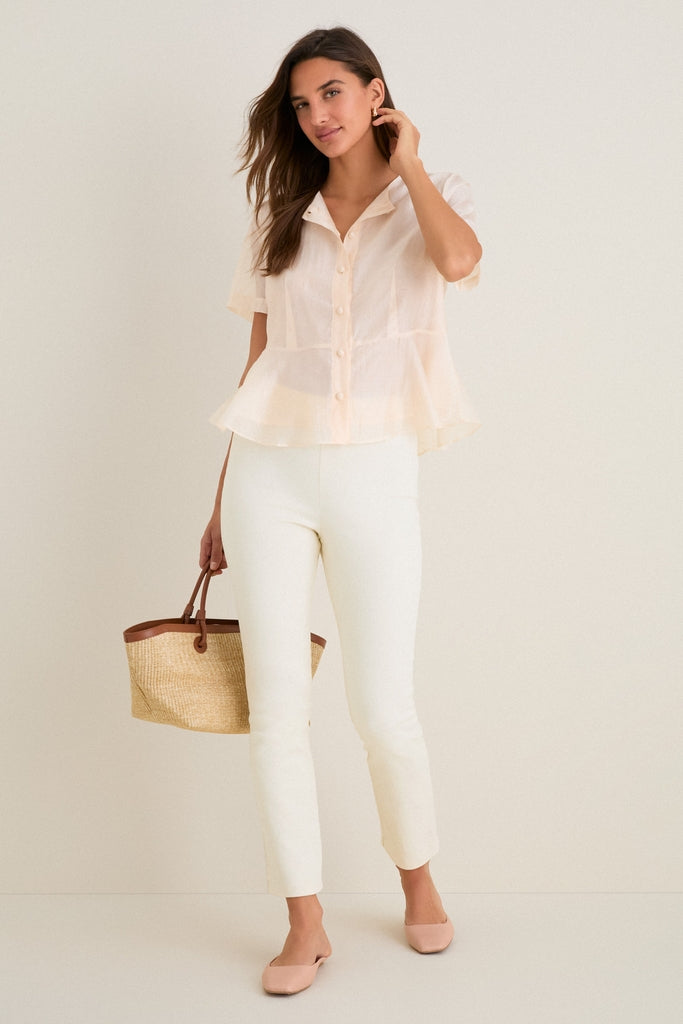 Peach Dust Organza Peplum Sylvette Blouse