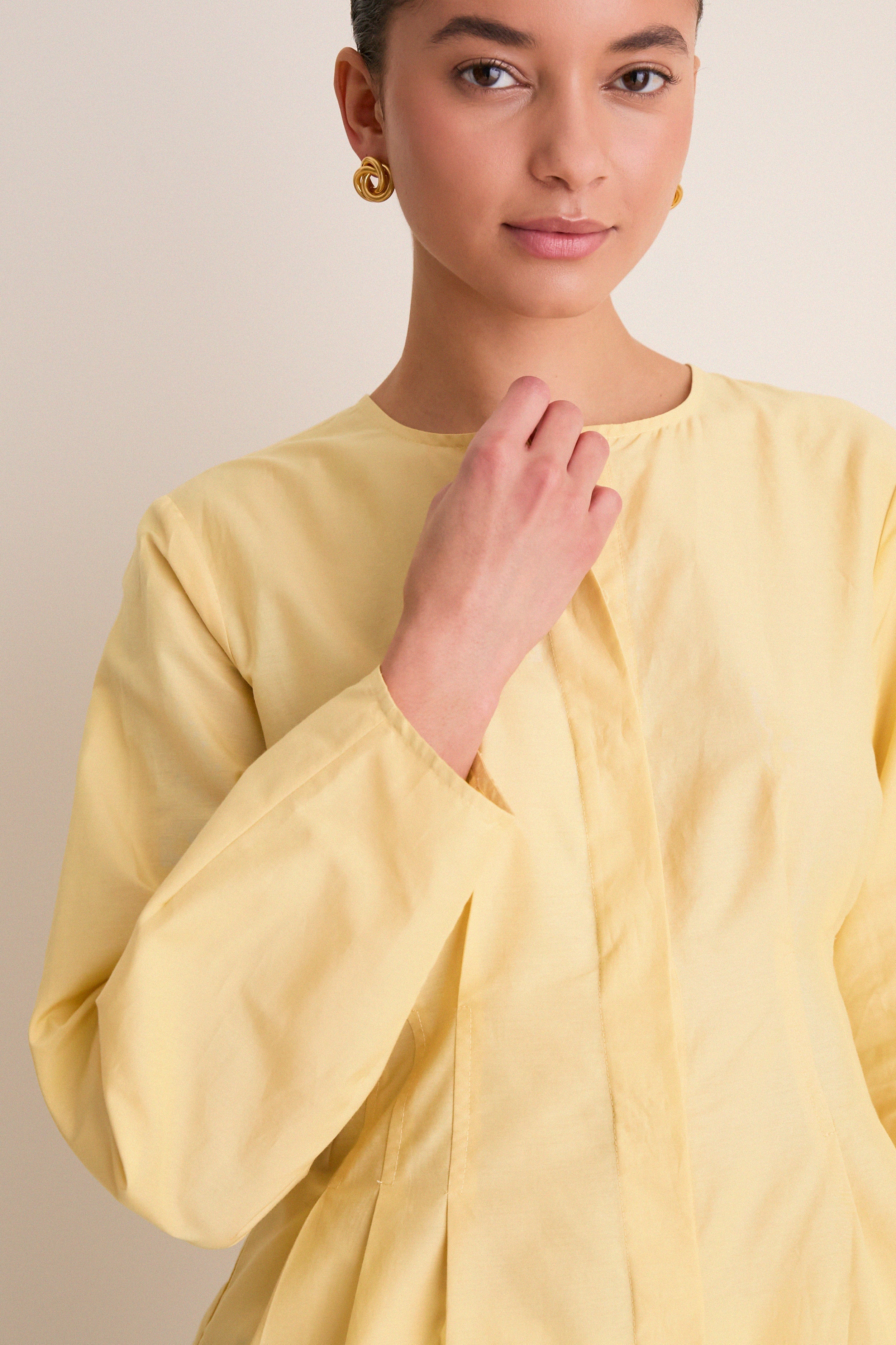 Butter Yellow Cotton Silk Arden Top