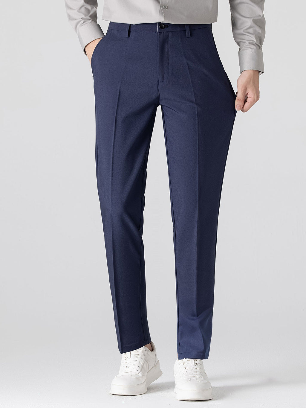 Long Sleeve Stripe Button Up Shirt & Slim Fit Tapered Trousers
