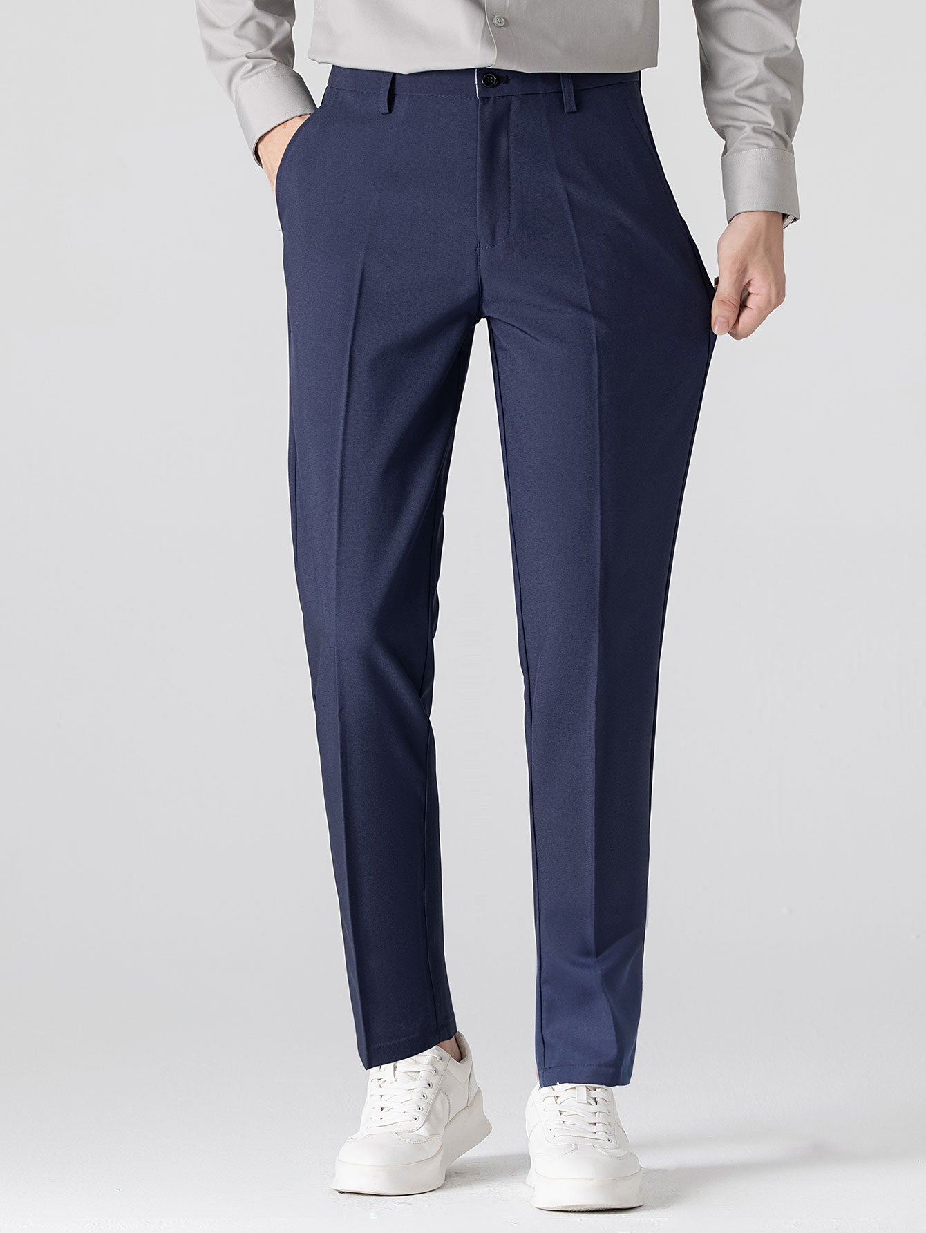 Long Sleeve Stripe Button Up Shirt & Slim Fit Tapered Trousers