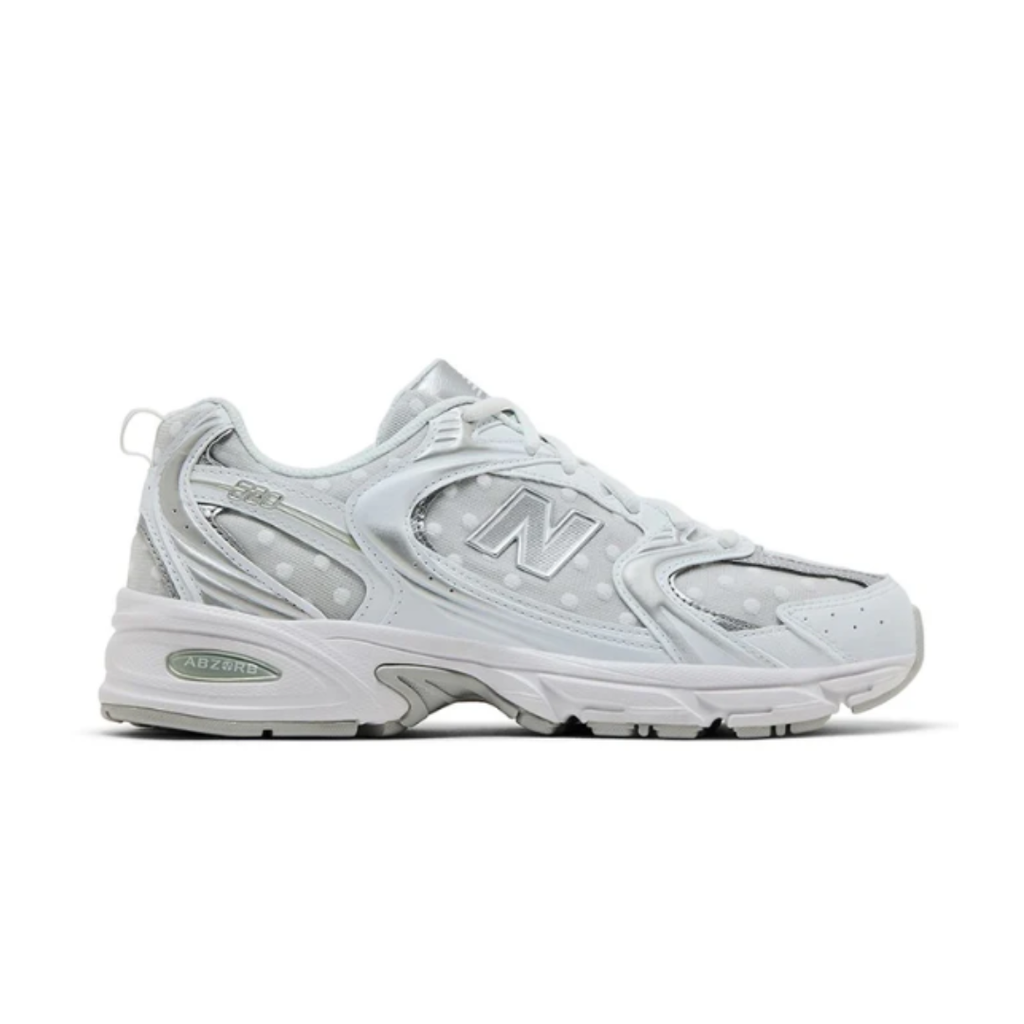 NEW BALANCE 530 White Silver Polka Dots