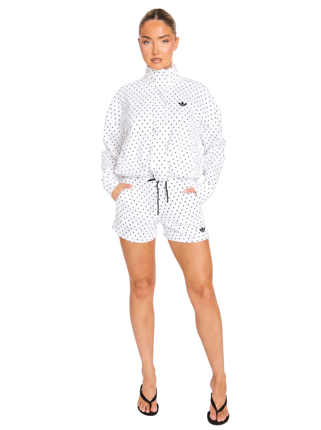 Polka Dot High Neck Zip Up Co-ord Set