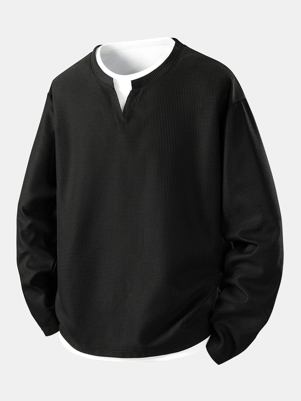 Relax Fit Long Sleeve 2 In 1 Waffle T-Shirt & Relax Fit Straight Leg Jersey Cargo Pants