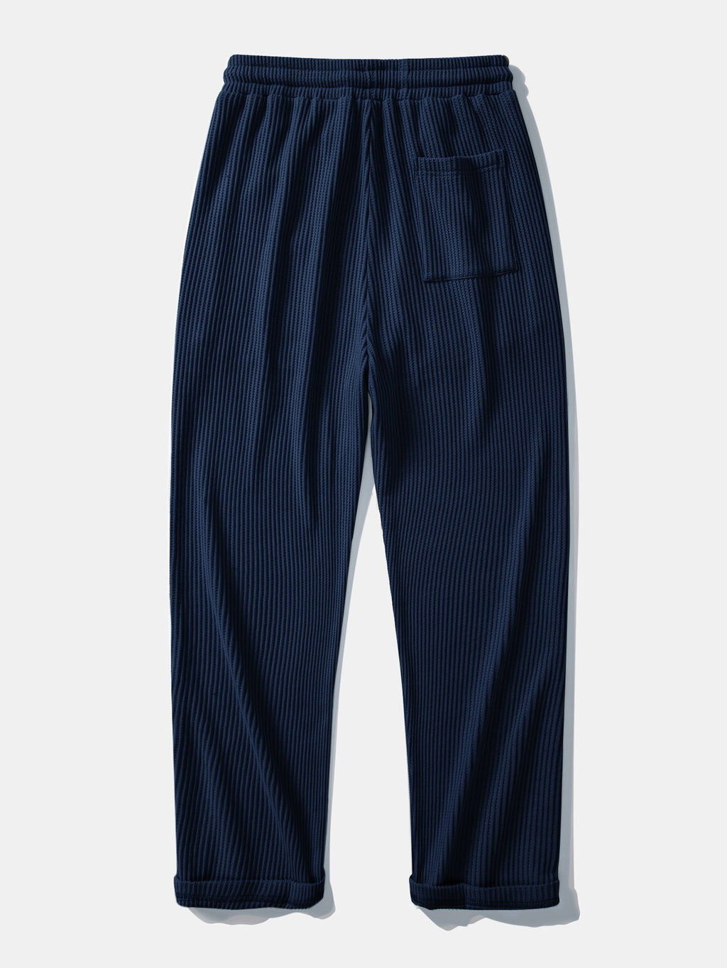 Long Sleeve Waffle Mock Neck T-Shirt & Drawstring Knitted Waffle Pants