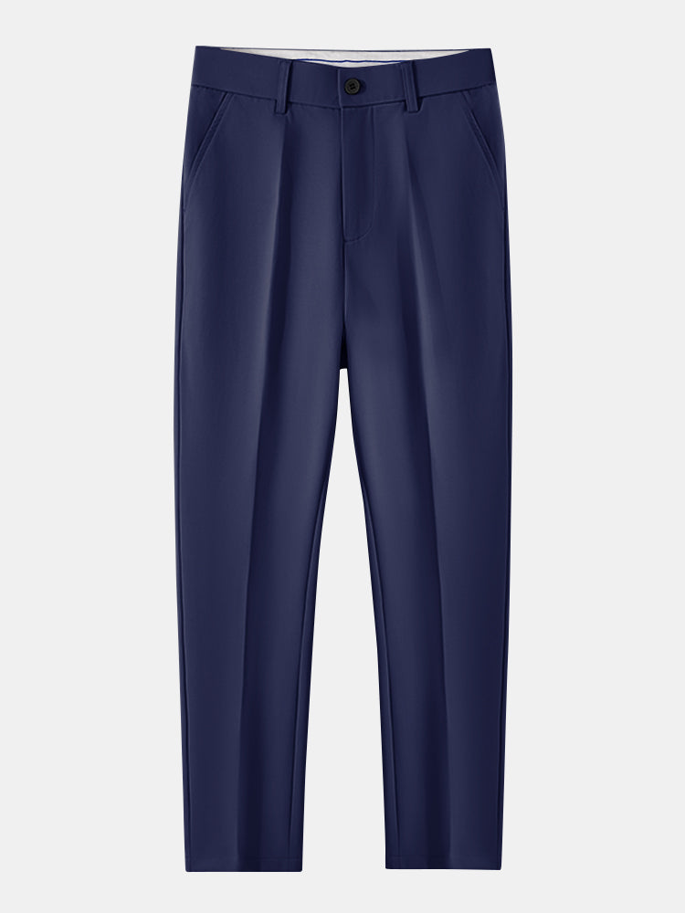 Textured Color Block Knit Polo & Slim Fit Tapered Trousers