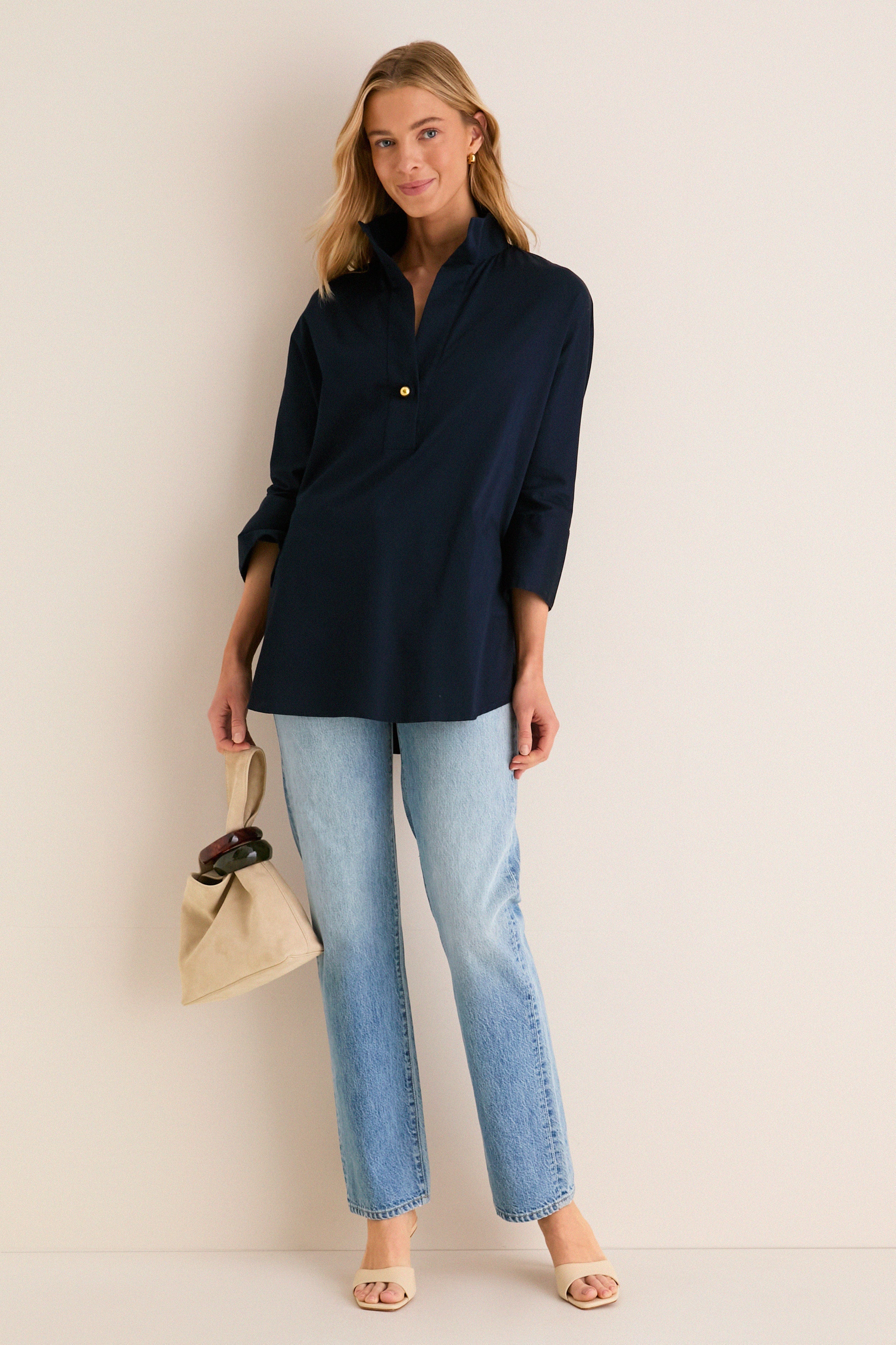 Navy Willow Blouse