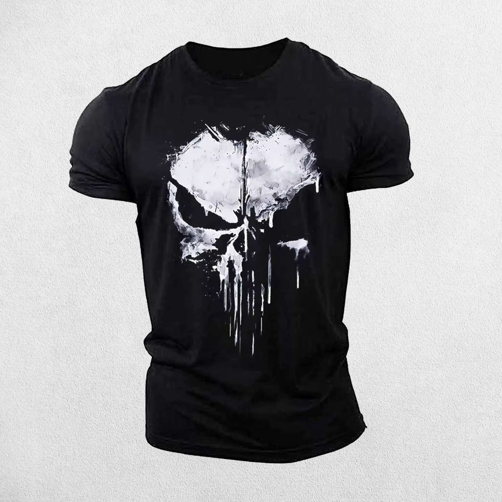 Men's Punisher Skull 3D Print Gym T-Shirt