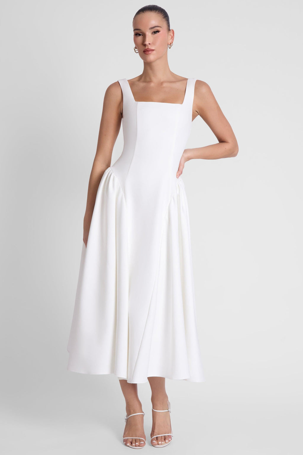 Chloe Corset Midi Dress - White