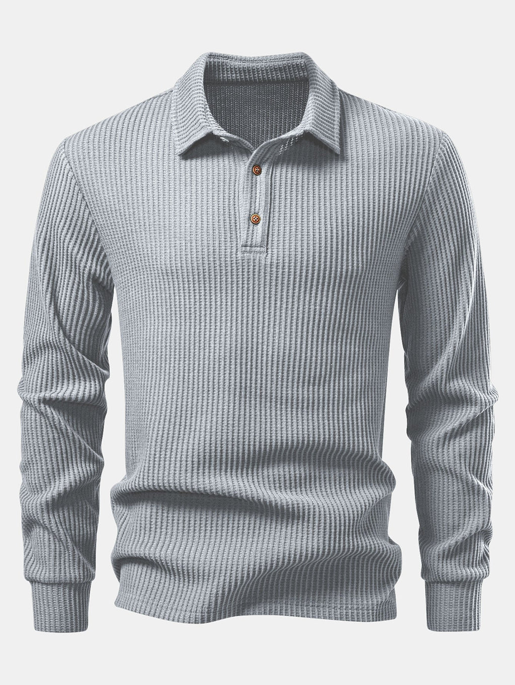 Long Sleeved Knitted Waffle Polo Shirt & Drawstring Knitted Waffle Pants