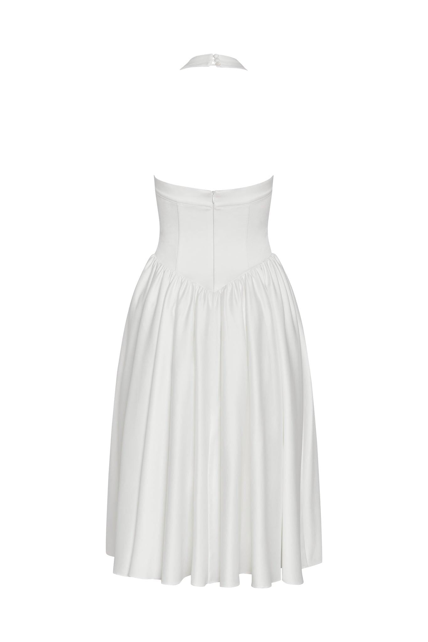 Hart Halter Corset Midi Dress - White