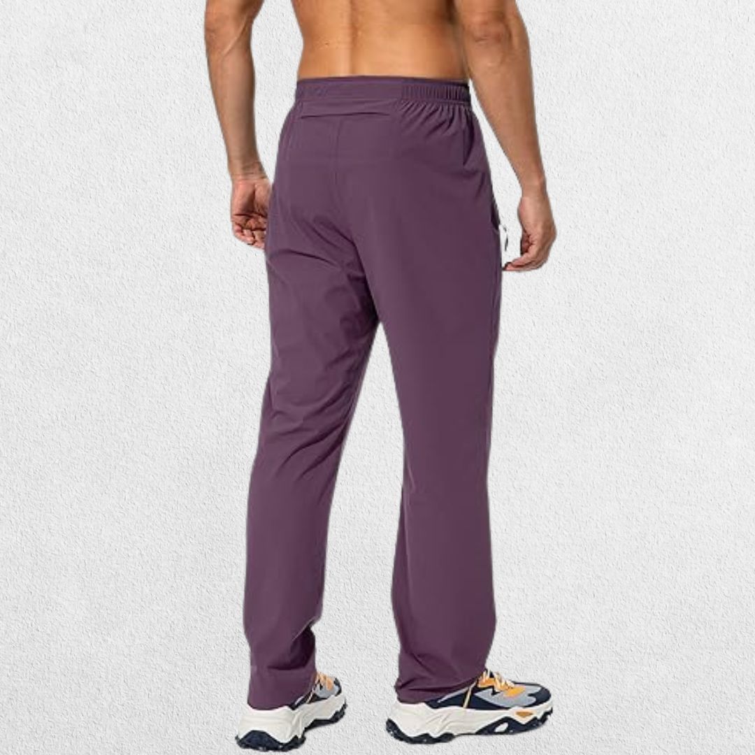 Men's Elastic-Waist Athletic Trousers with Zip Pockets