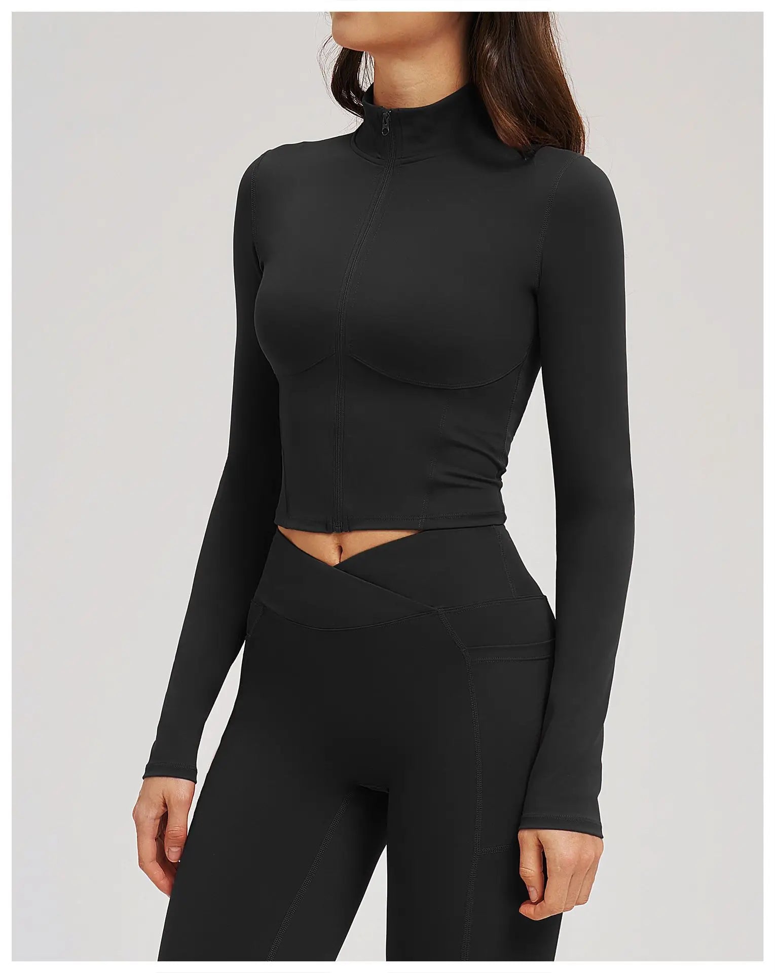 Zip-Up Crop Jacket - Women's Quick-Dry Yoga & Running Top