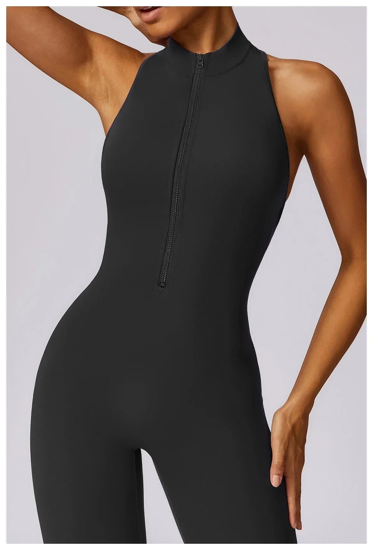 Zip-Front Yoga Jumpsuit - Women's Pilates & Gym Overalls