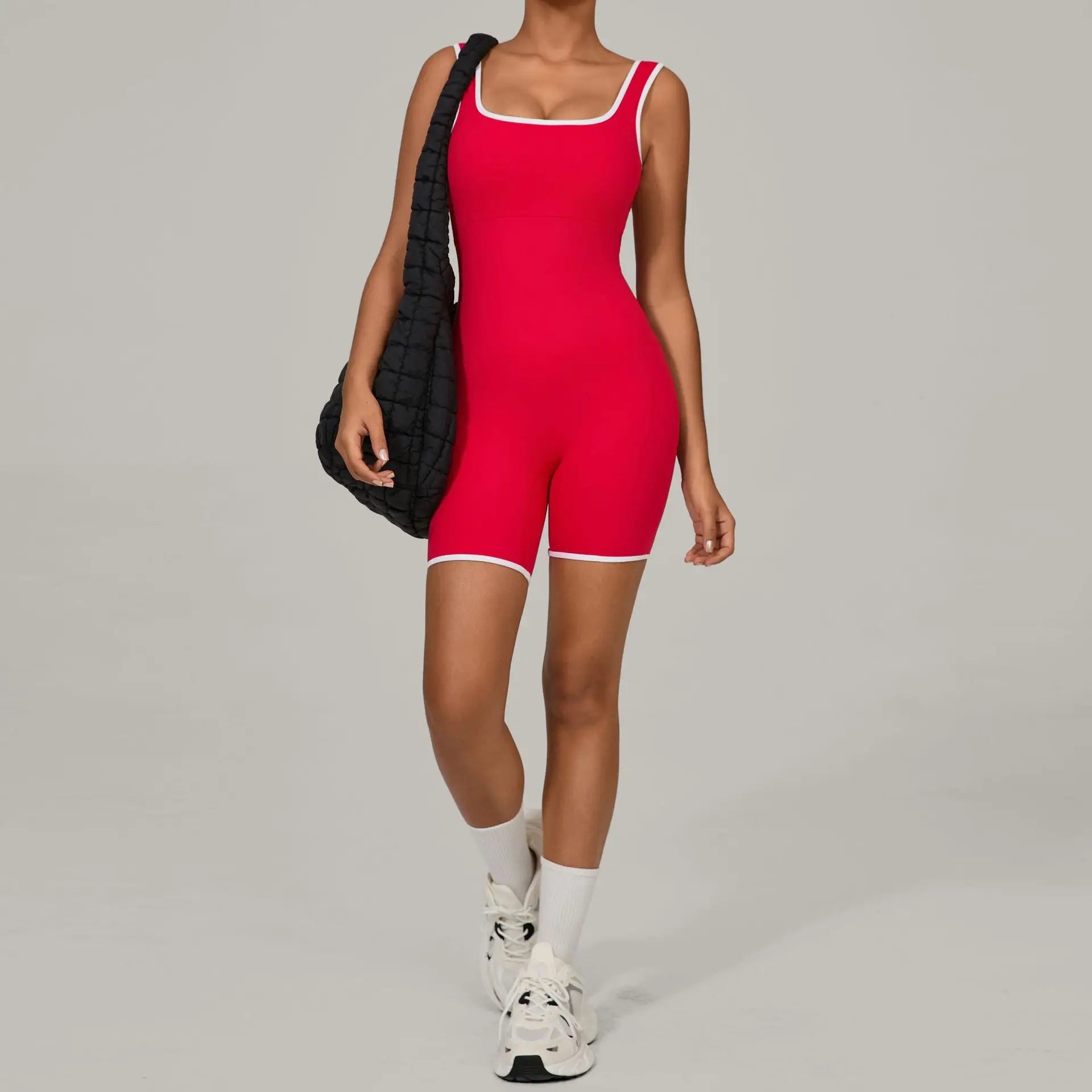 Color-Block Sleeveless Romper - Women's Quick-Dry Yoga Jumpsuit
