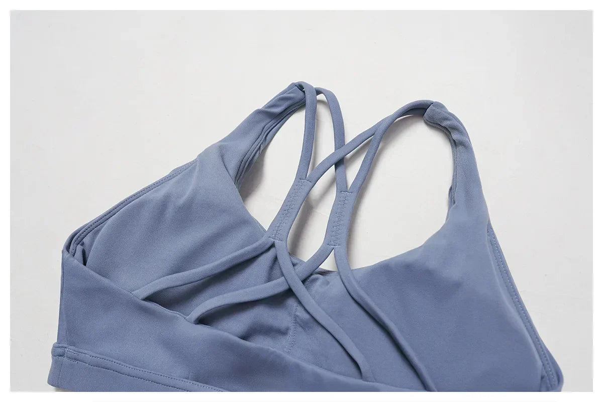 Cross-Back Push-Up Sports Bra - Breathable Tank Top