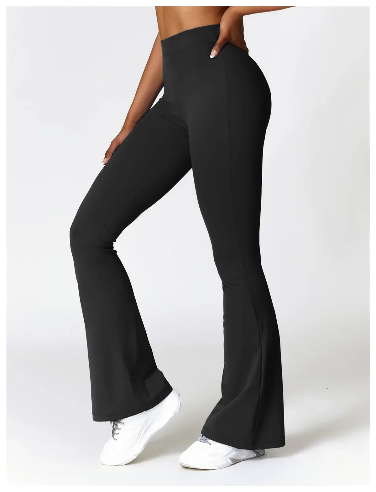 V-Hip Flare Yoga Pants - High-Waist Wide-Leg Leggings