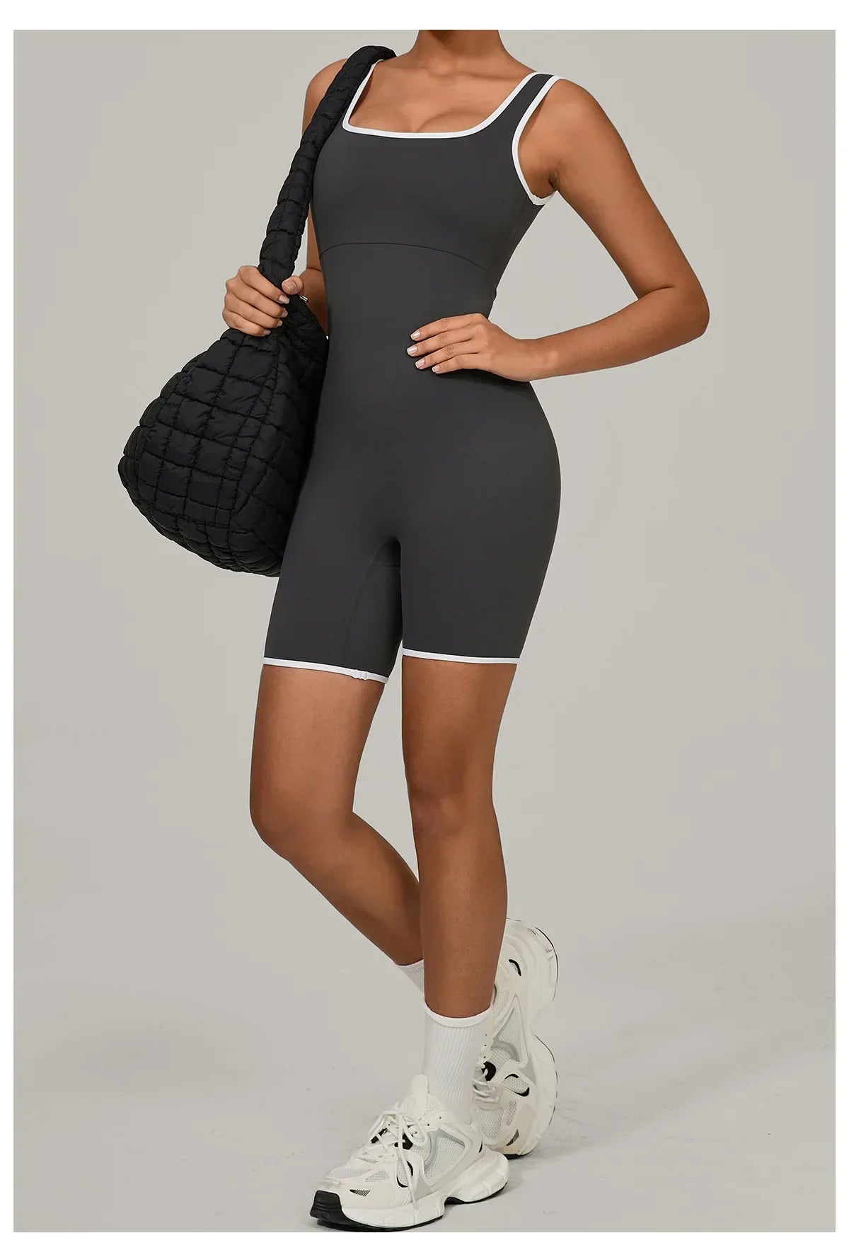 Color-Block Sleeveless Romper - Women's Quick-Dry Yoga Jumpsuit