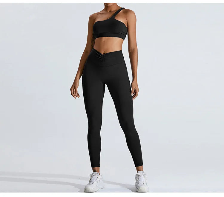 One-Shoulder Sports Bra - Women's High-Support Yoga Vest