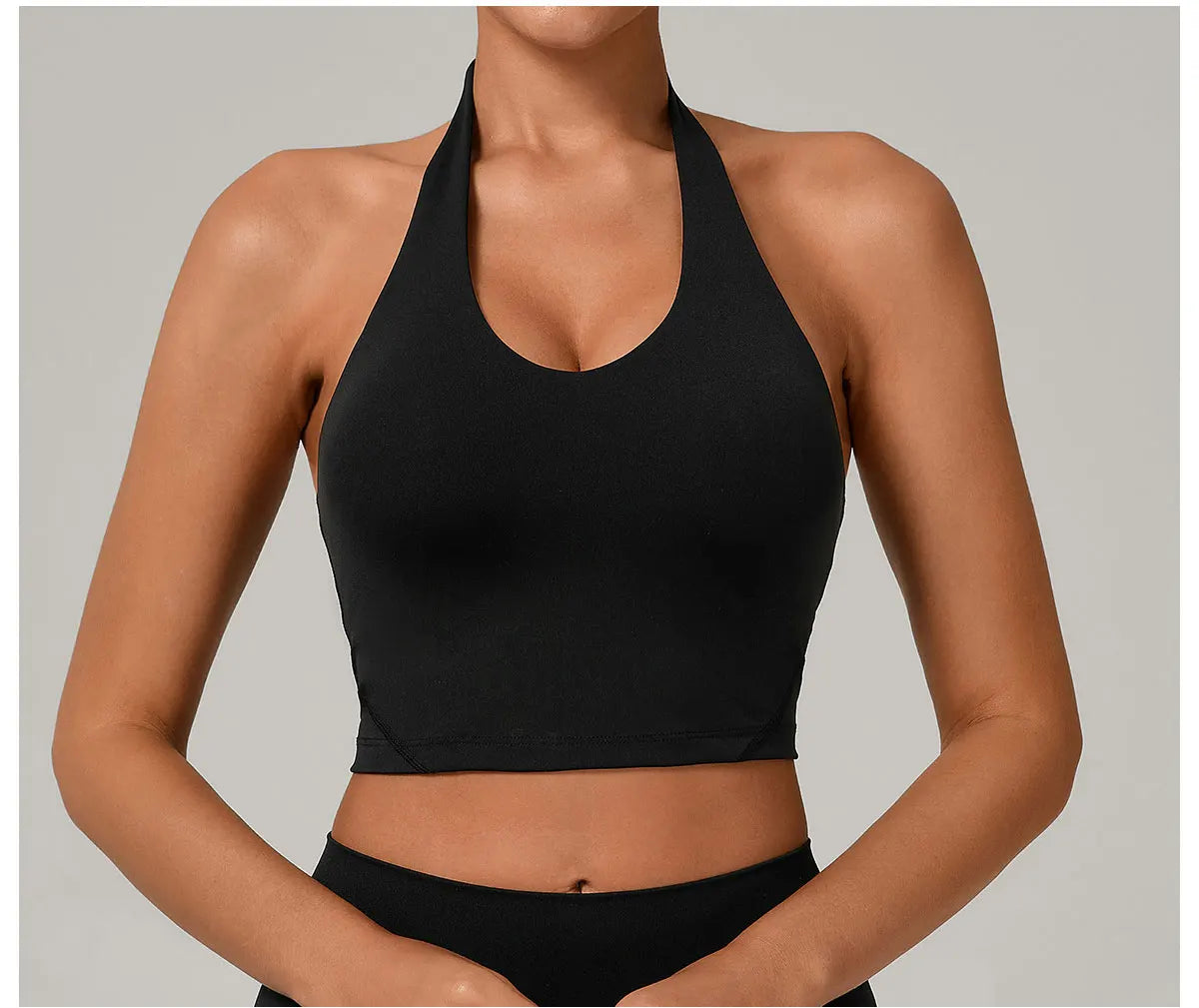 Halter High-Support Sports Bra - Open-Back Push-Up