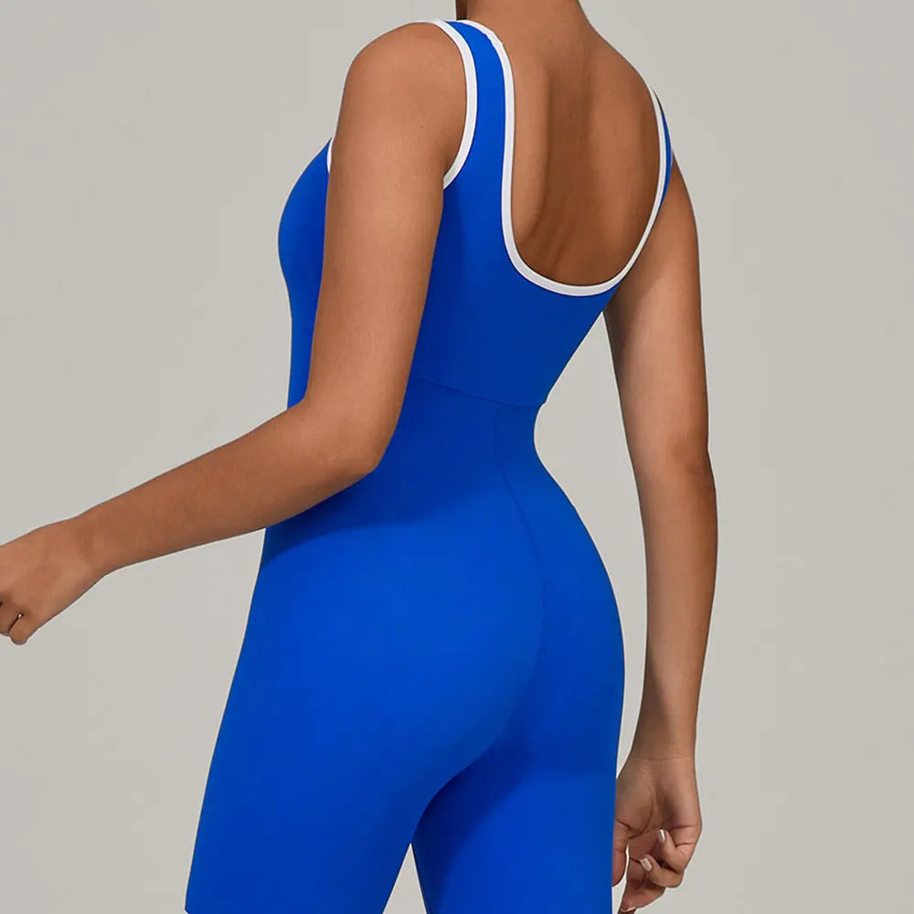 Color-Block Sleeveless Romper - Women's Quick-Dry Yoga Jumpsuit