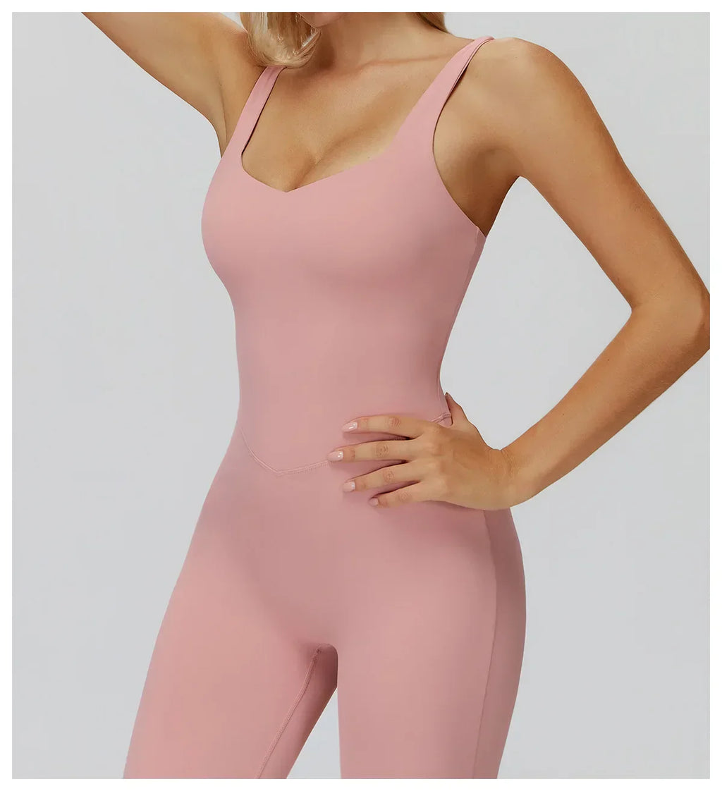 Stretch Push-Up Romper - Women's Yoga & Gym Tracksuit Set