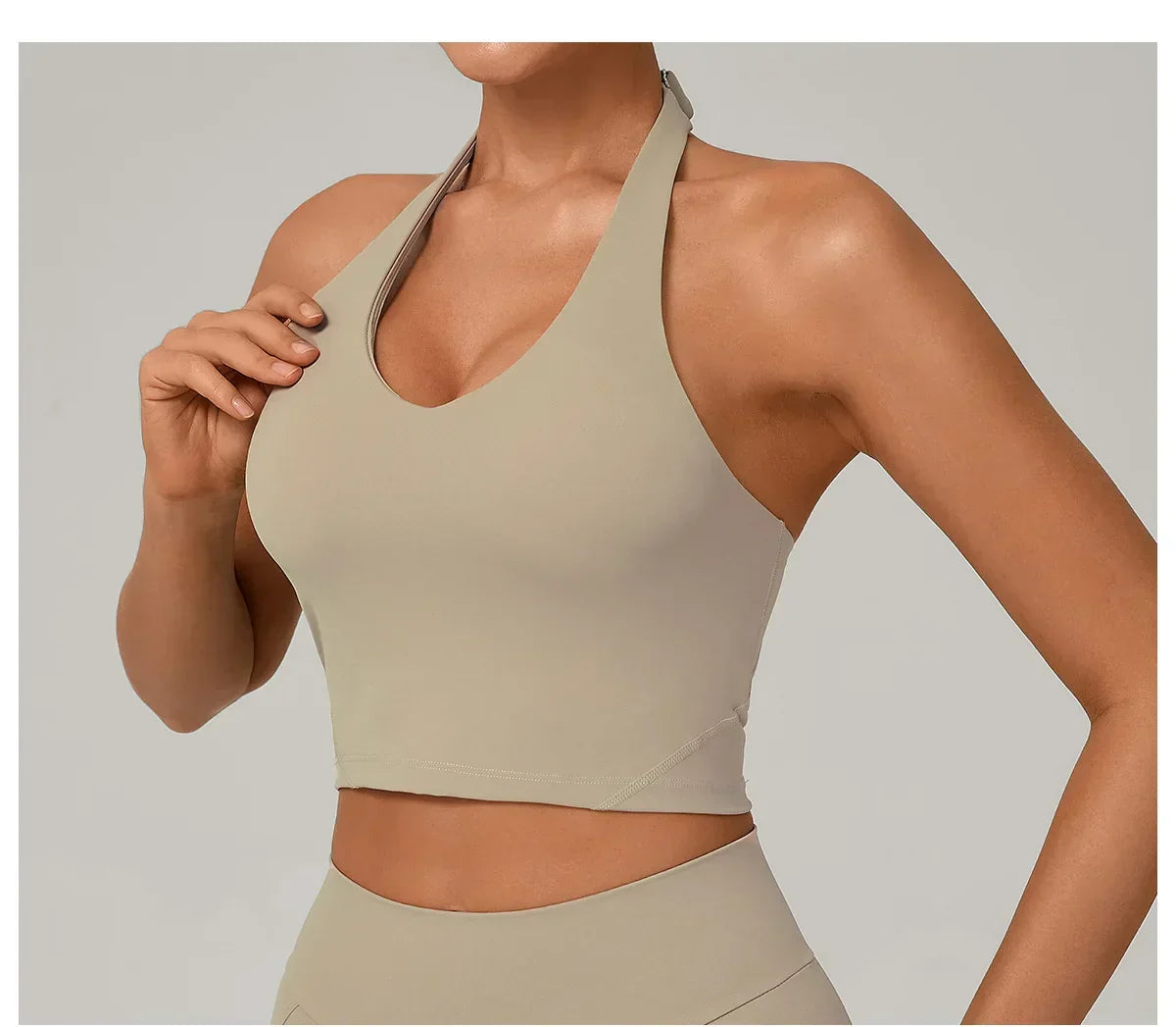 Halter High-Support Sports Bra - Open-Back Push-Up