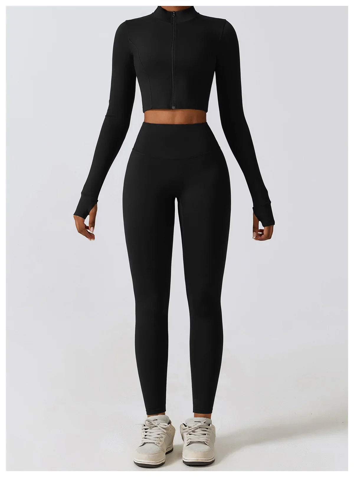 2/3-Piece Activewear Set - Leggings, Bra & Long Sleeve Top