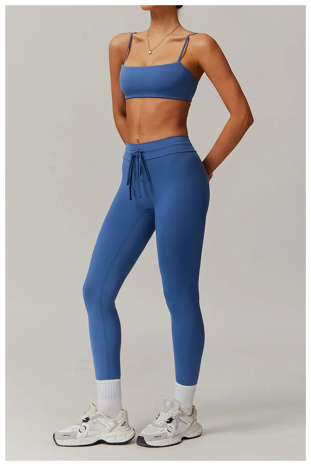 High-Waist Strap Leggings - Push-Up Stretch Gym Tights