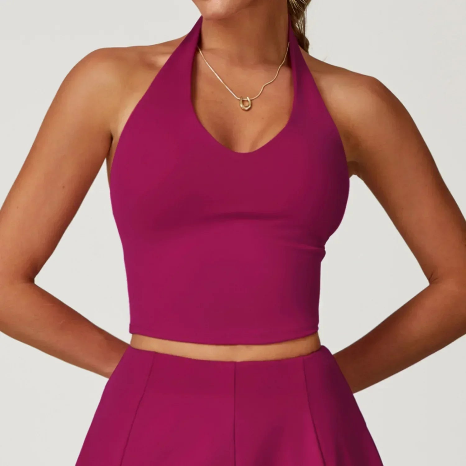 Halter Seamless Sports Bra - Quick-Dry Push-Up Tank