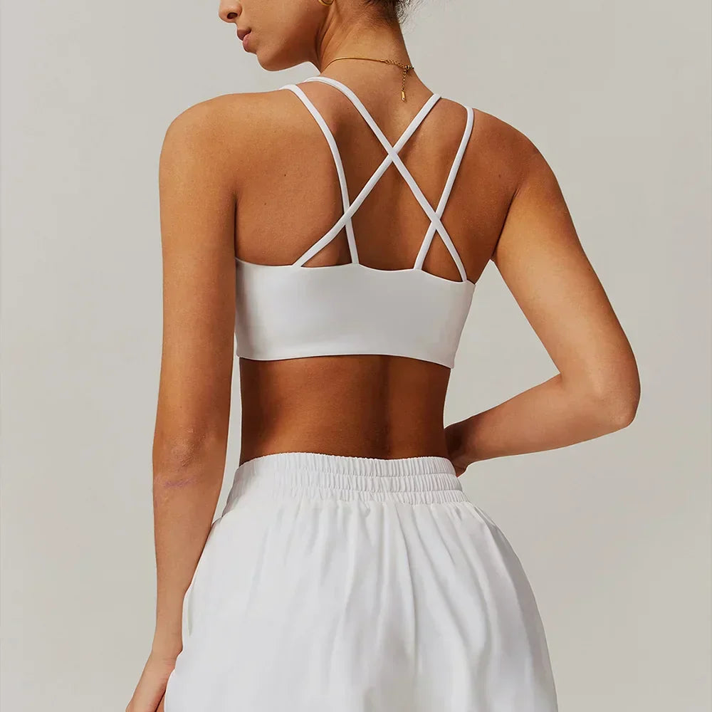 Criss-Cross Back Sports Bra - High-Support Padded Bralette