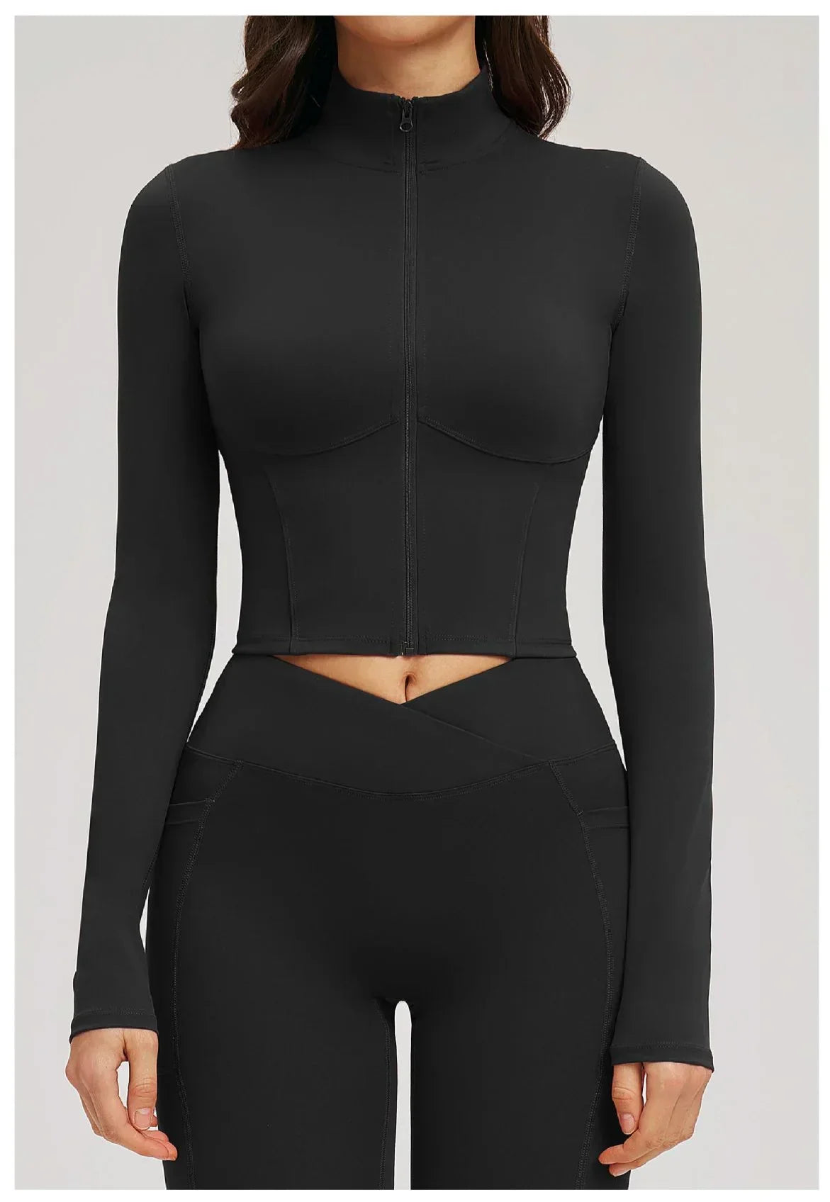 Zip-Up Crop Jacket - Women's Quick-Dry Yoga & Running Top