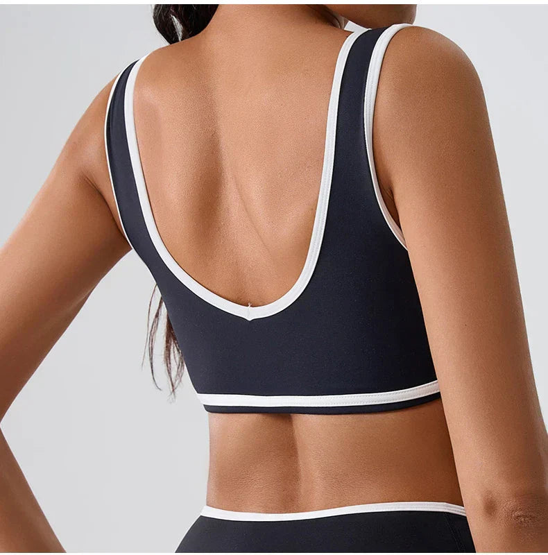 Patchwork Push-Up Sports Bra - Breathable Tank Crop Top