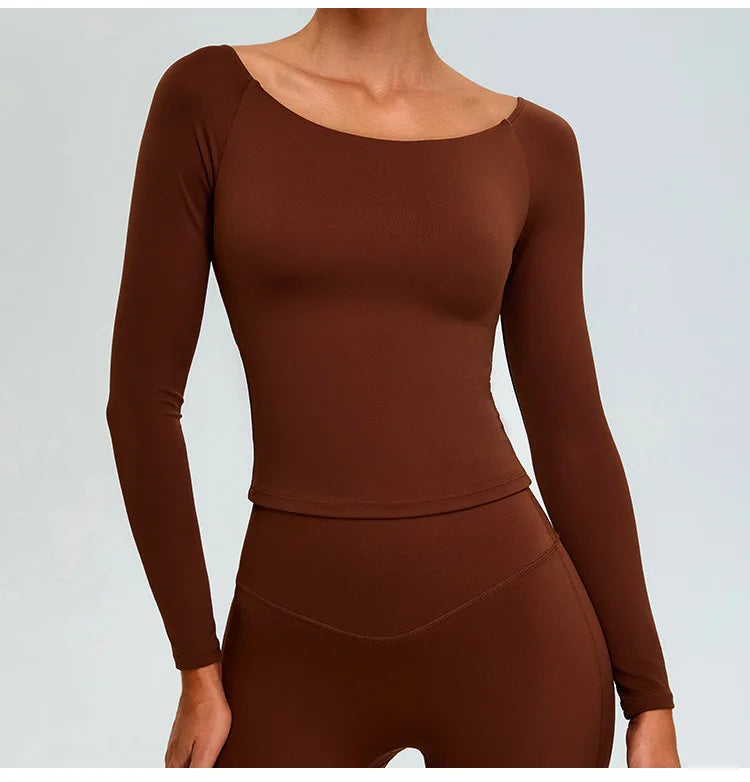 2-Piece Tracksuit Set - High-Waist Leggings & Long Sleeve Top