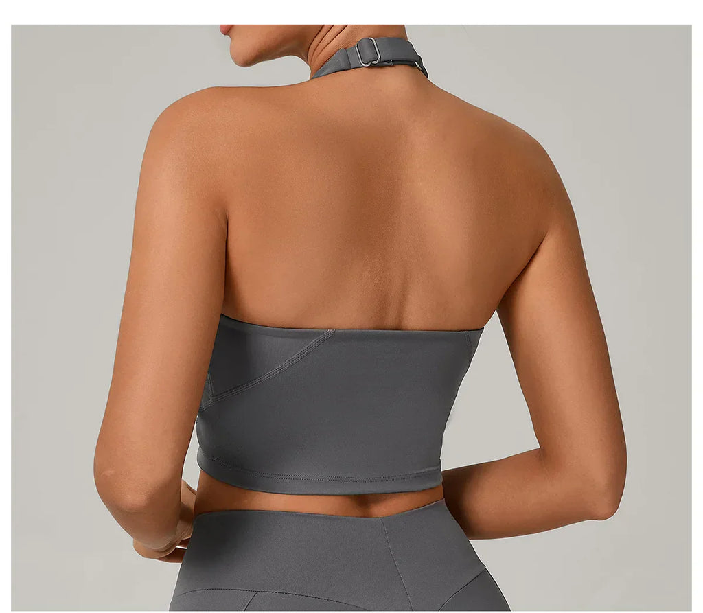 Halter High-Support Sports Bra - Open-Back Push-Up