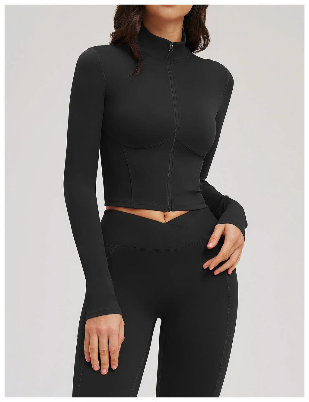 Zip-Up Crop Jacket - Women's Quick-Dry Yoga & Running Top