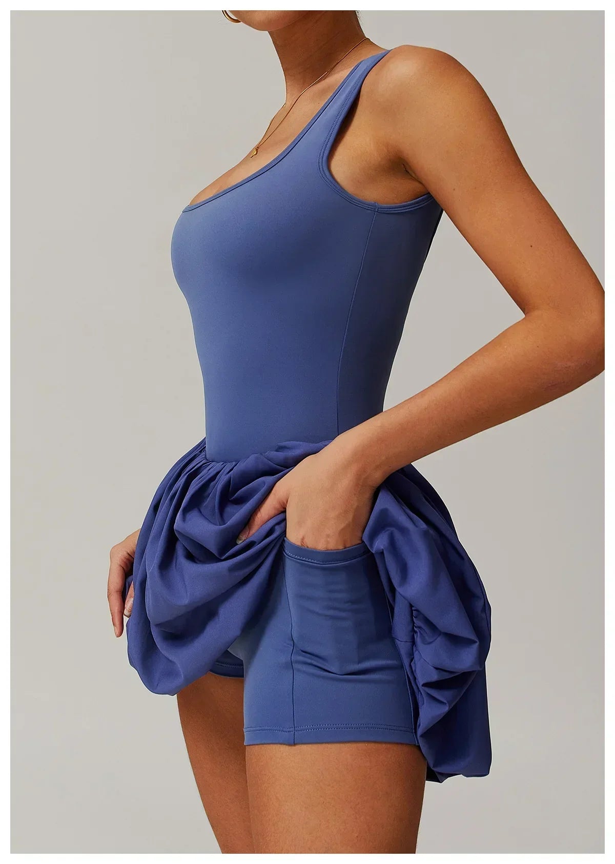One-Piece Sports Dress Romper - Women's Push-Up Yoga Jumpsuit