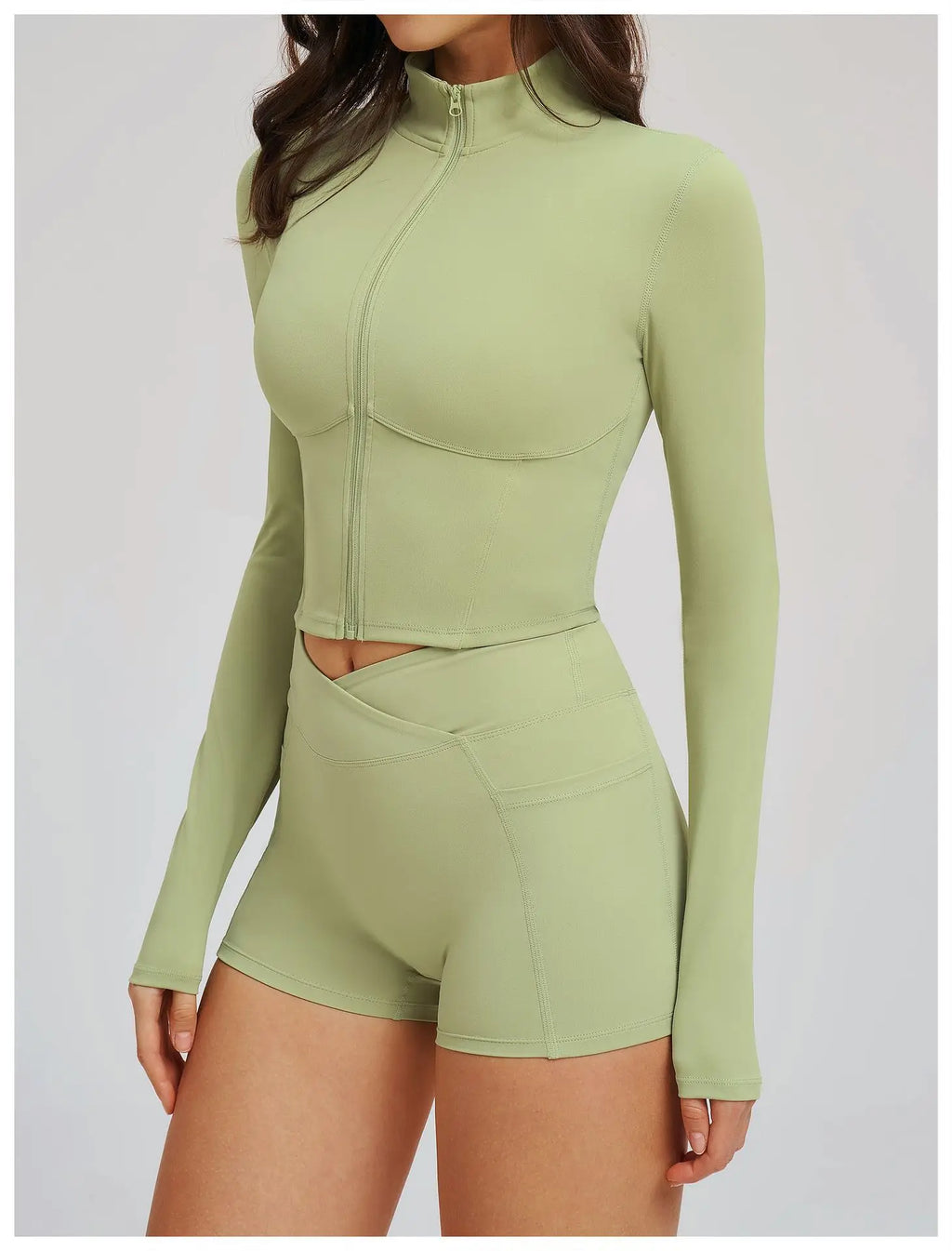 Zip-Up Crop Jacket - Women's Quick-Dry Yoga & Running Top