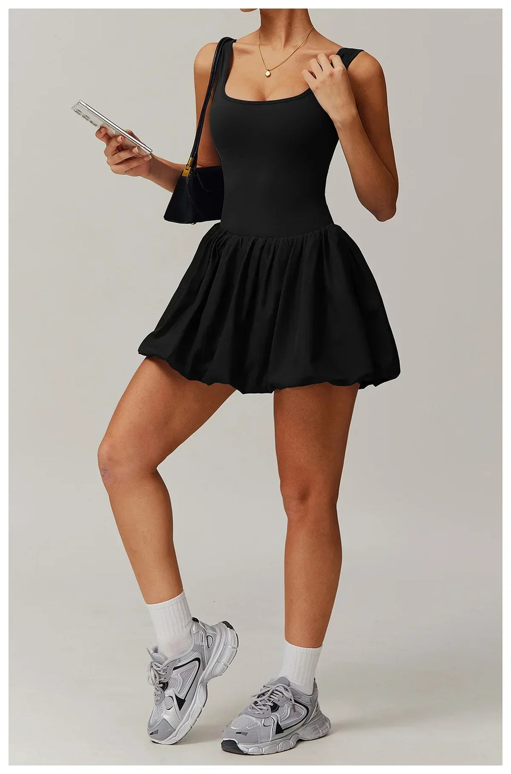 One-Piece Sports Dress Romper - Women's Push-Up Yoga Jumpsuit