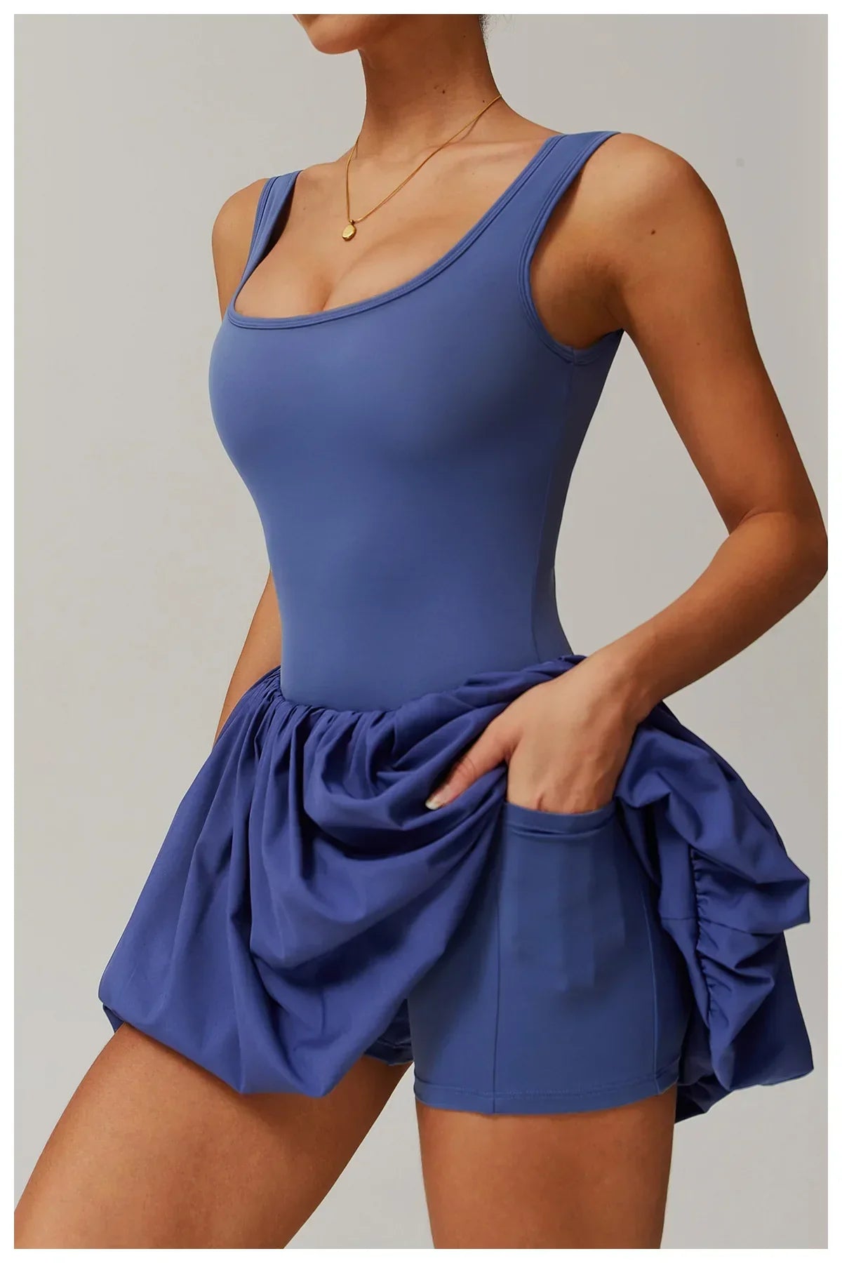One-Piece Sports Dress Romper - Women's Push-Up Yoga Jumpsuit