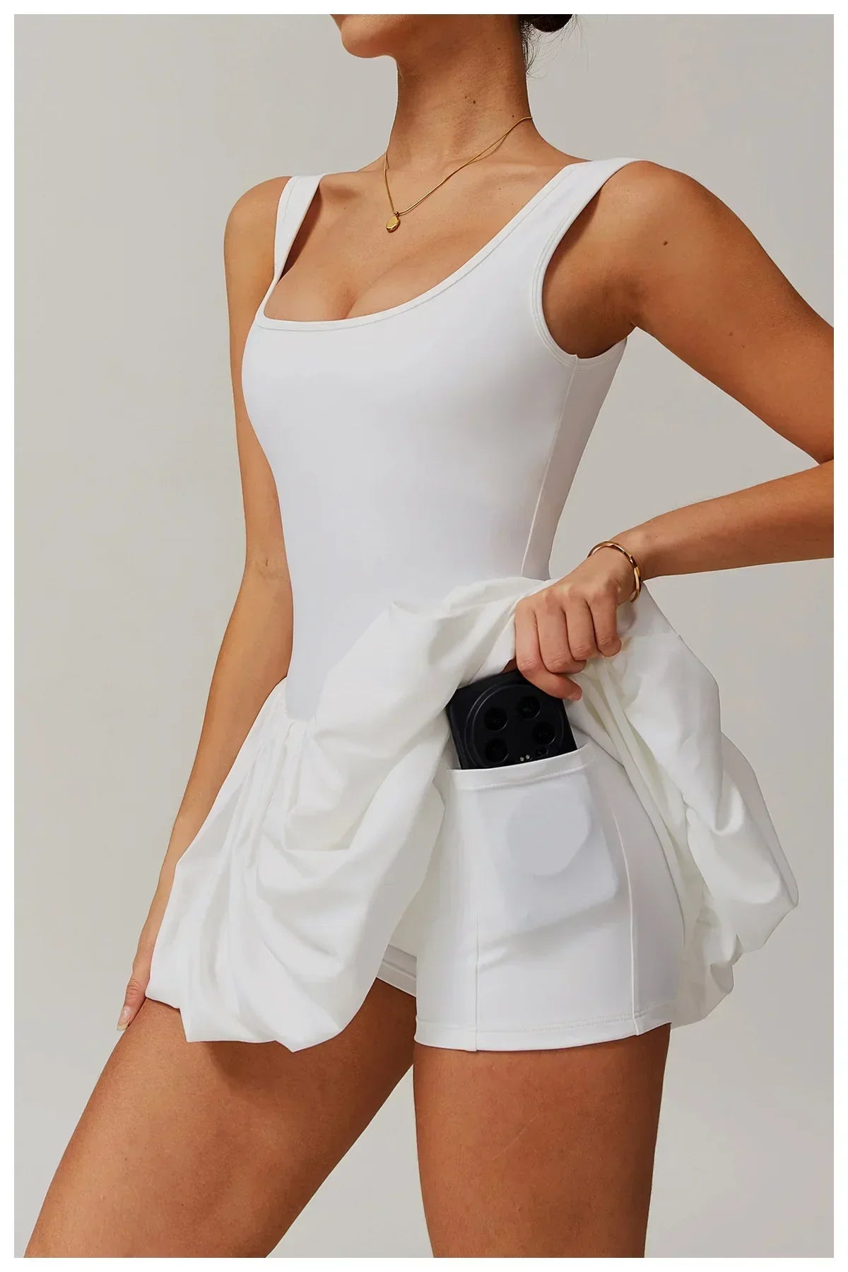 One-Piece Sports Dress Romper - Women's Push-Up Yoga Jumpsuit