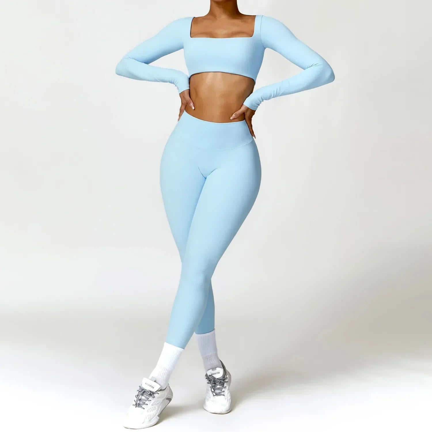 2-Piece Legging & Long Sleeve Set - Women's Yoga Tracksuit