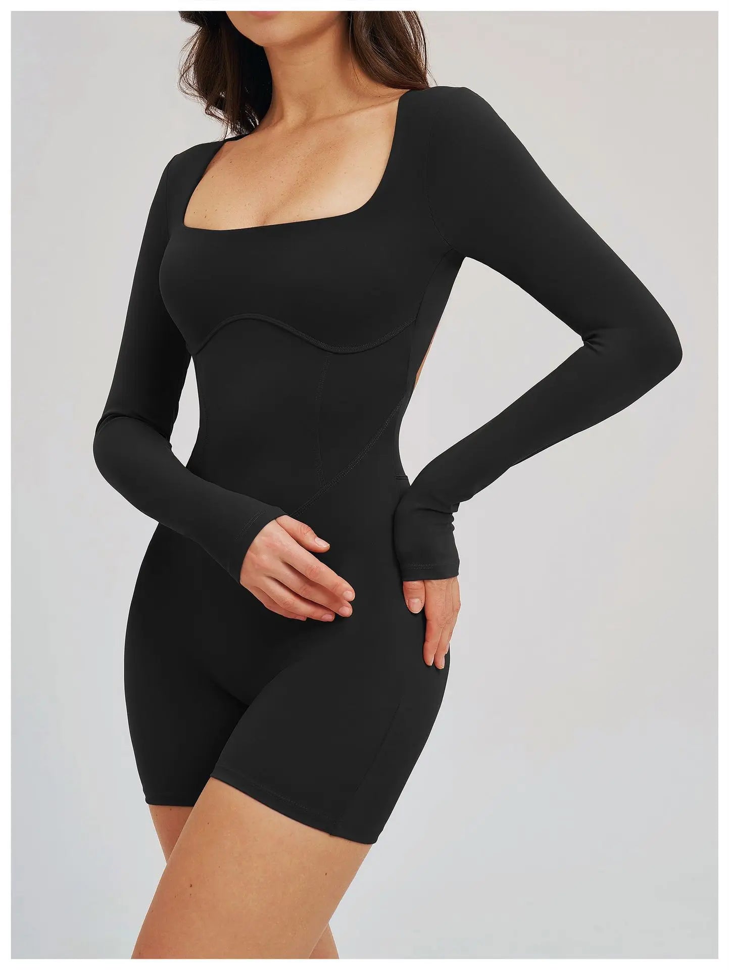 Backless Scrunch Romper - Short-Sleeve Push-Up Bodysuit