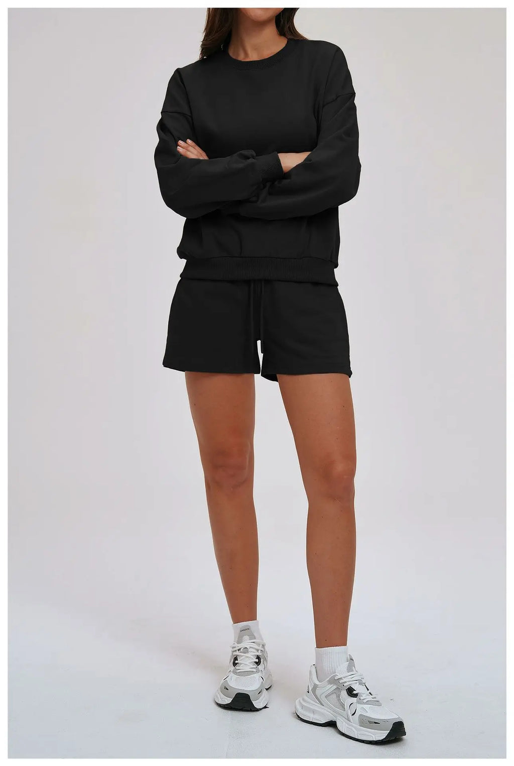 2-Piece Hoodie & Shorts Set - Women's Winter Sportswear