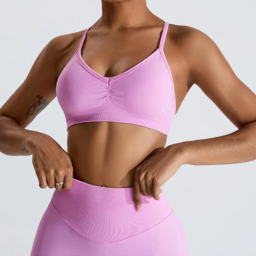 Scrunch Push-Up Sports Bra - Seamless Adjustable-Strap Tank