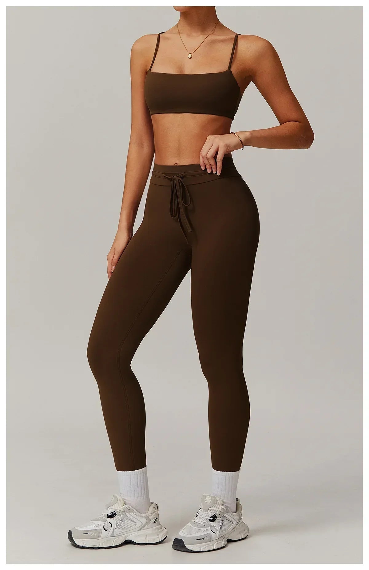 High-Waist Strap Leggings - Push-Up Stretch Gym Tights