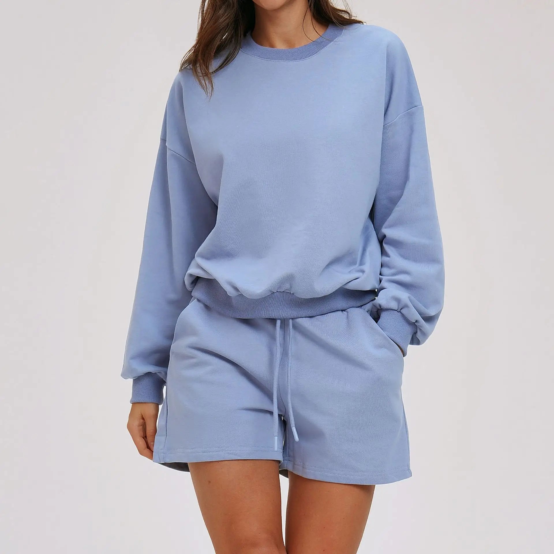 2-Piece Hoodie & Shorts Set - Women's Winter Sportswear