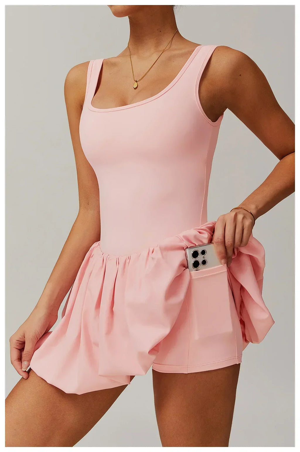 One-Piece Sports Dress Romper - Women's Push-Up Yoga Jumpsuit