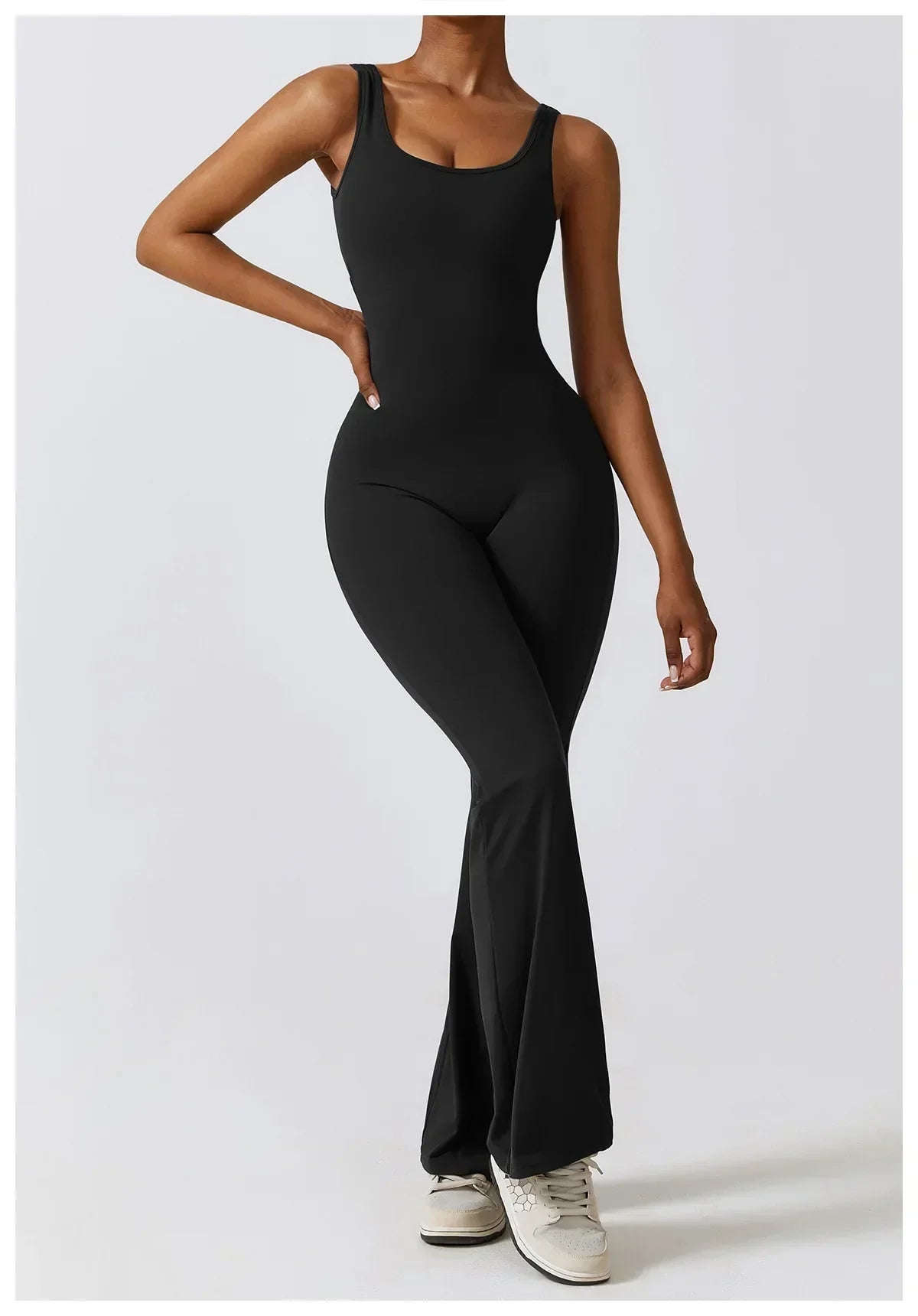 One-Piece Stretch Bodysuit - Women's Push-Up Workout Jumpsuit